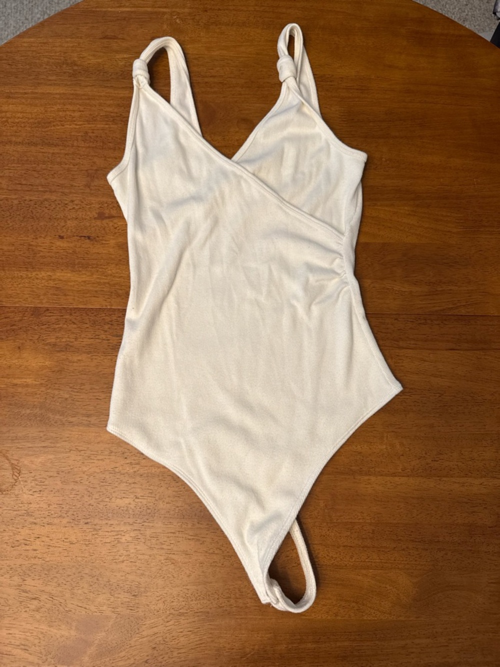 Abercrombie & Fitch White Ribbed Bodysuit